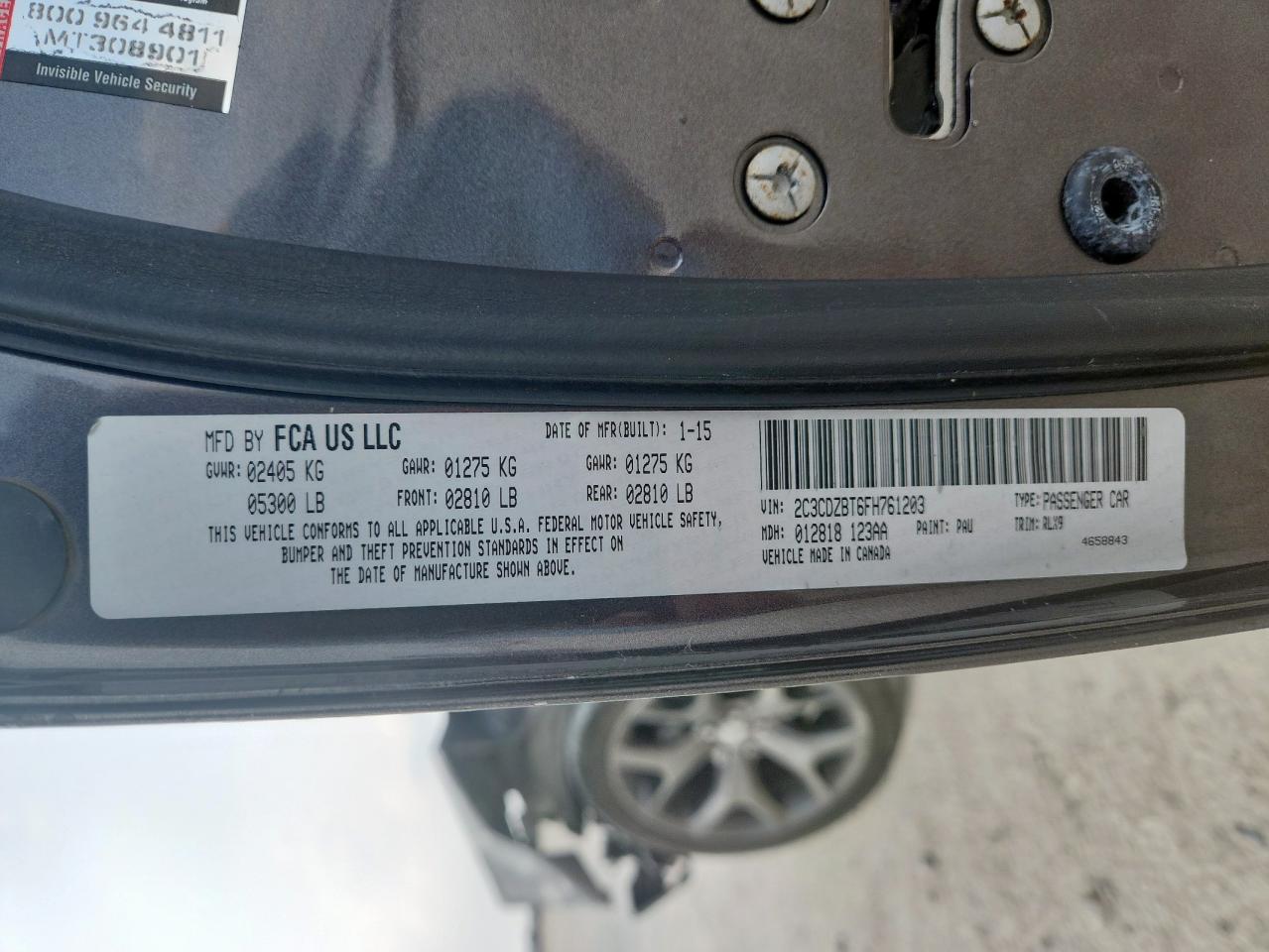 2015 Dodge Challenger Sxt Plus VIN: 2C3CDZBT6FH761203 Lot: 93696625