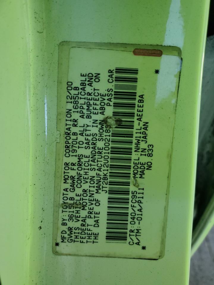 2001 Toyota Prius VIN: JT2BK12U010021837 Lot: 93453775