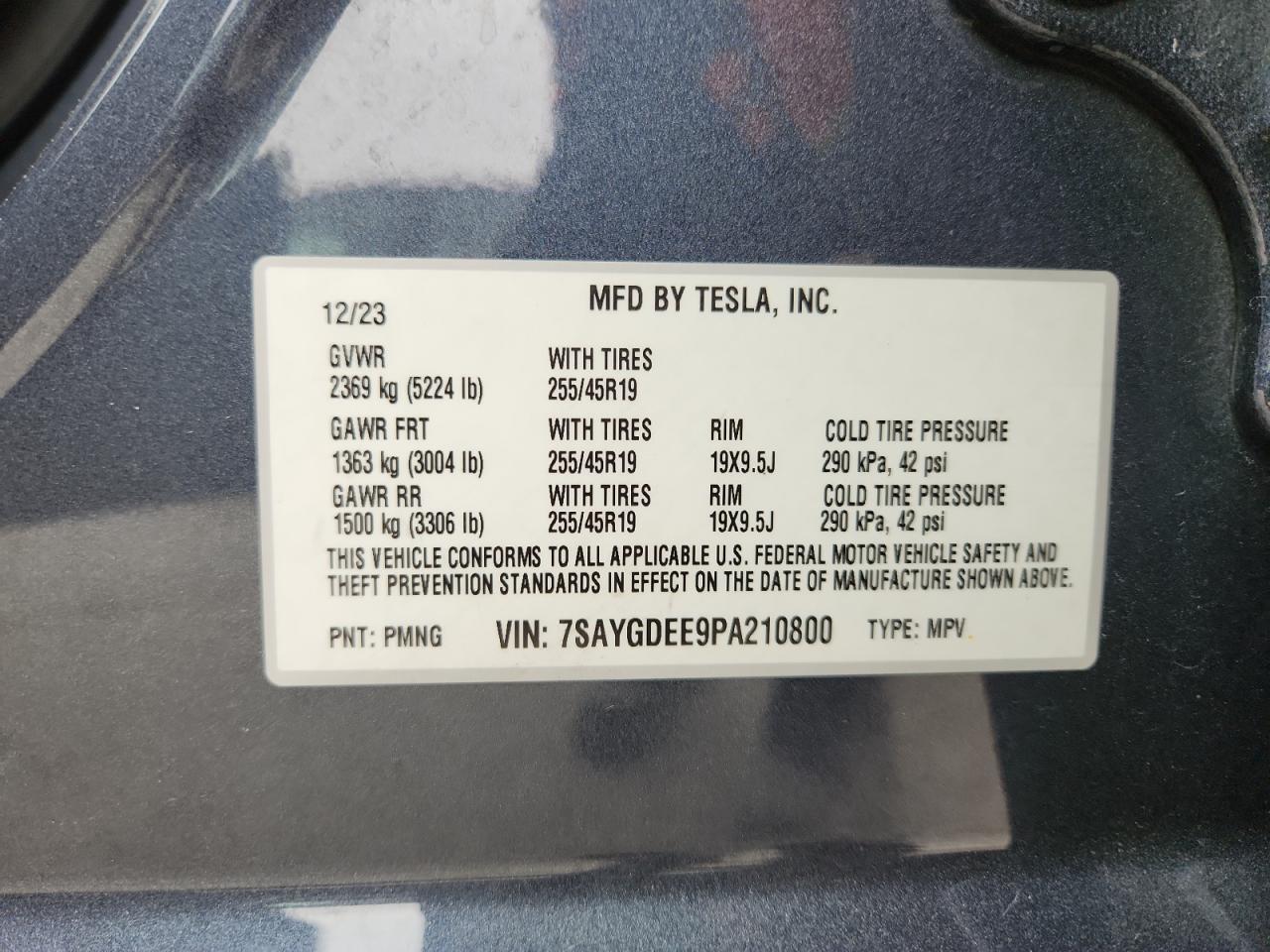 2023 Tesla Model Y VIN: 7SAYGDEE9PA210800 Lot: 90079995