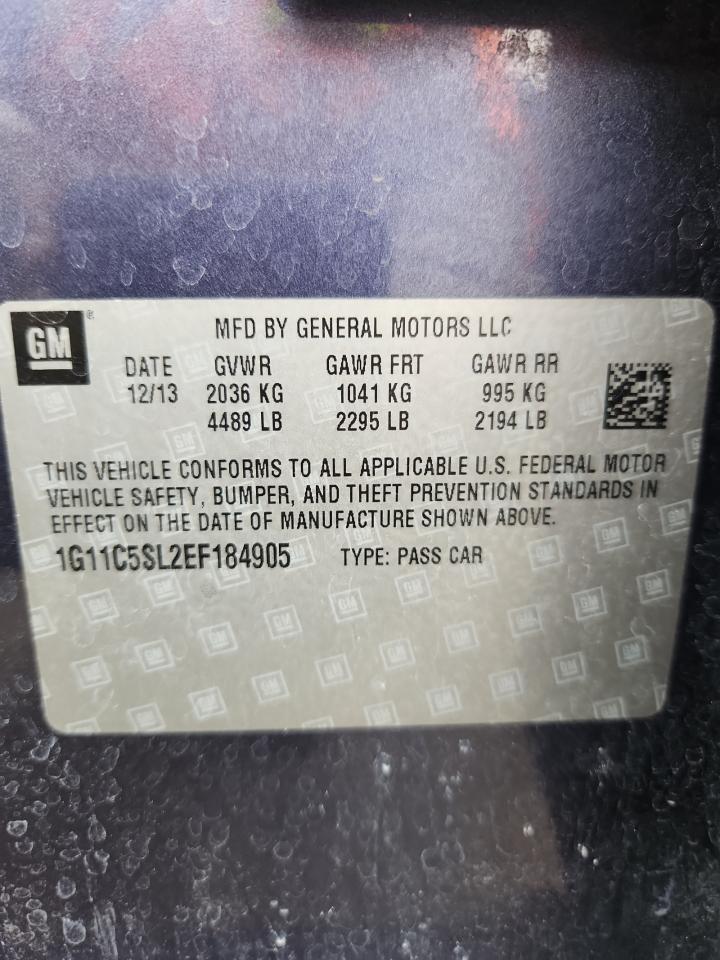 2014 Chevrolet Malibu 1Lt VIN: 1G11C5SL2EF184905 Lot: 93257875