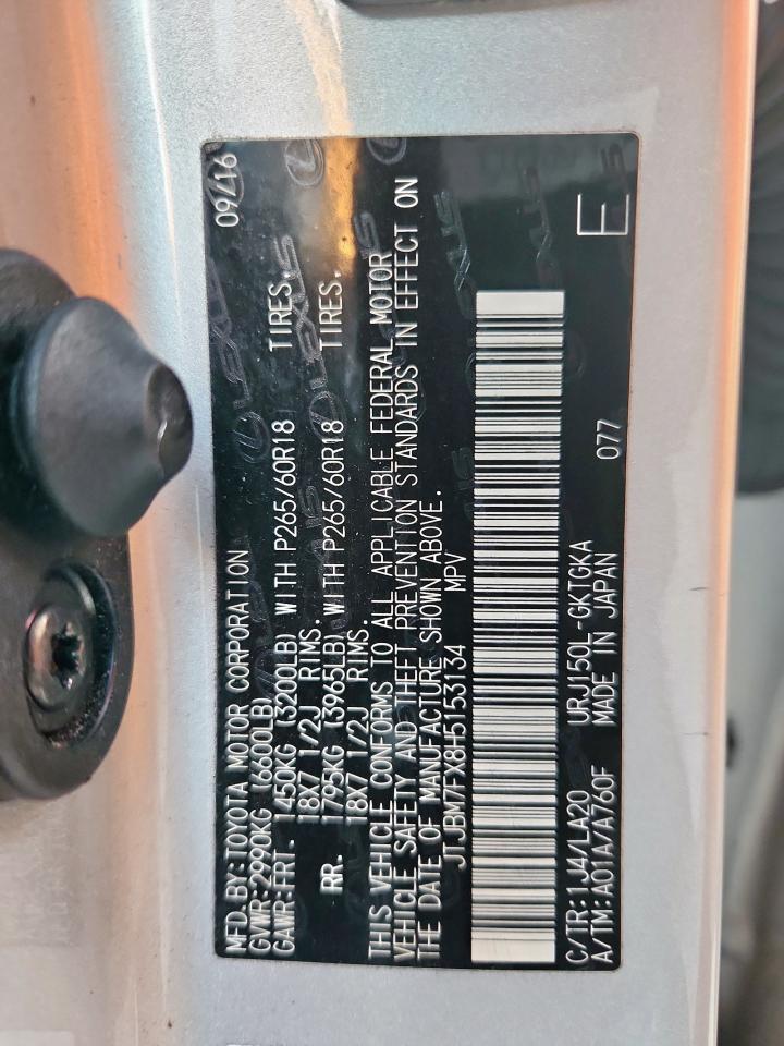 2017 Lexus Gx 460 VIN: JTJBM7FX8H5153134 Lot: 91822395