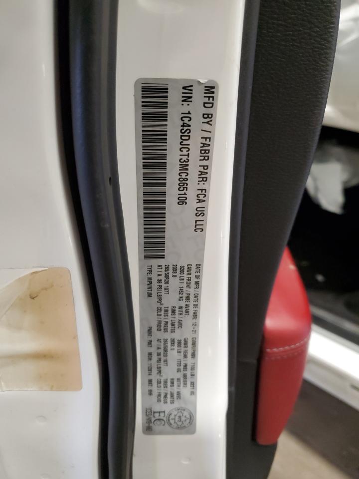 2021 Dodge Durango R/T VIN: 1C4SDJCT3MC865106 Lot: 92107545