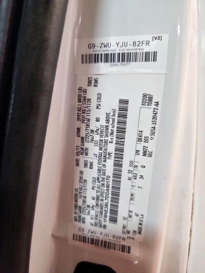 2013 Ford Econoline E350 Super Duty Wagon VIN: 1FBNE3BL7DDA90170 Lot: 92715375