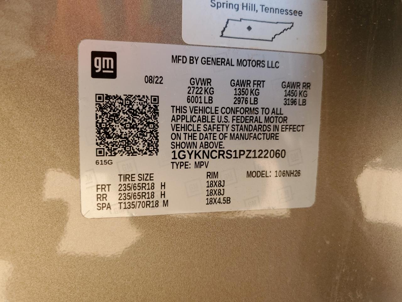 2023 Cadillac Xt5 Premium Luxury VIN: 1GYKNCRS1PZ122060 Lot: 90857135