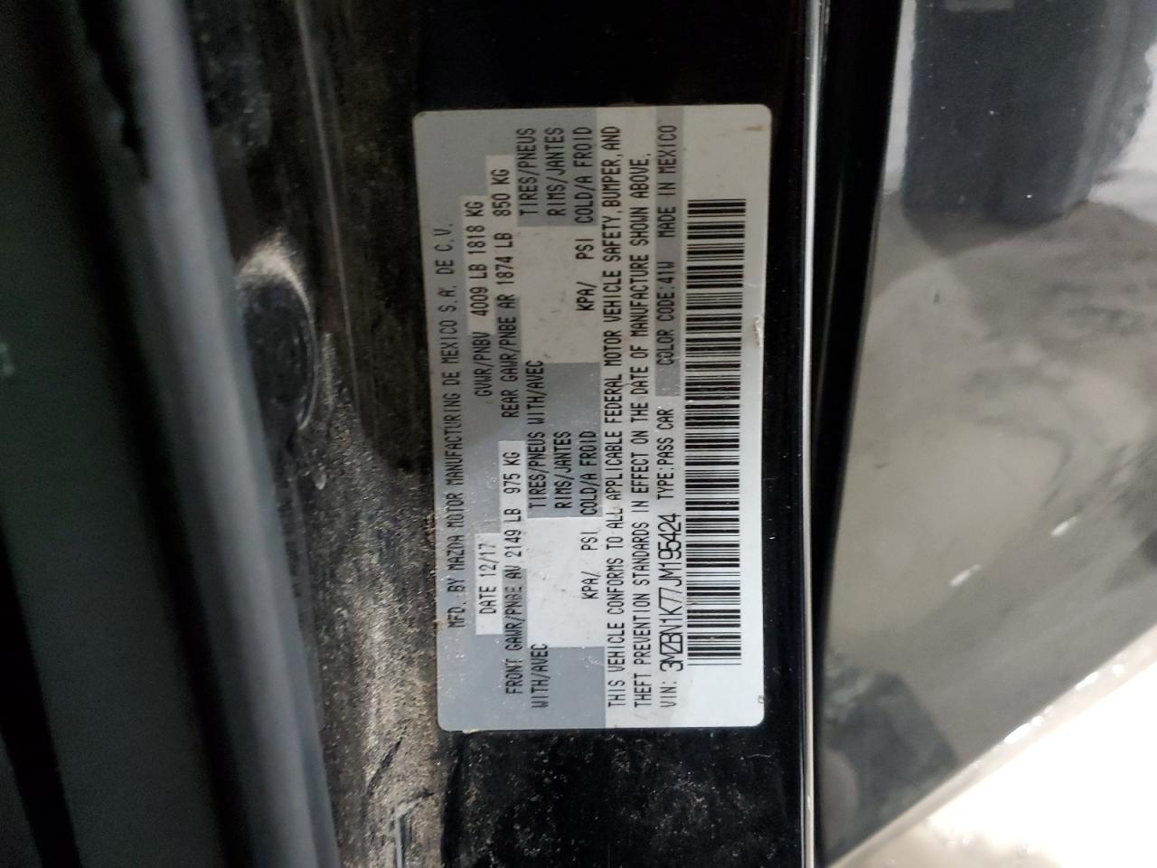 2018 Mazda 3 Sport VIN: 3MZBN1K77JM195424 Lot: 92381885