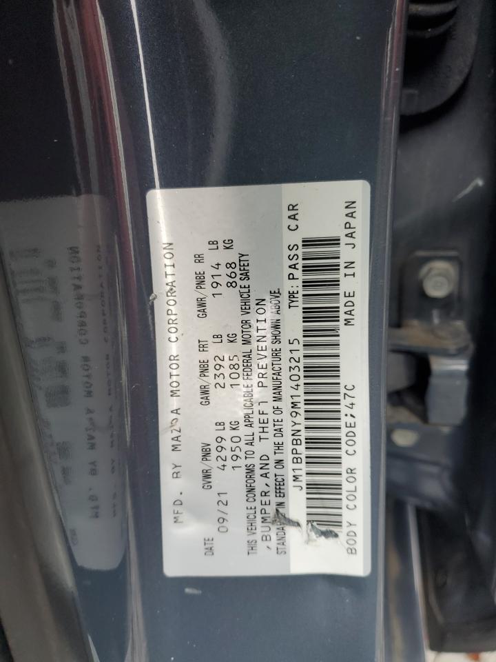 2021 Mazda 3 Premium Plus VIN: JM1BPBNY9M1403215 Lot: 92266335