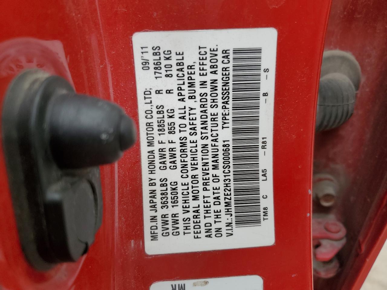 2012 Honda Insight VIN: JHMZE2H31CS000681 Lot: 91221055