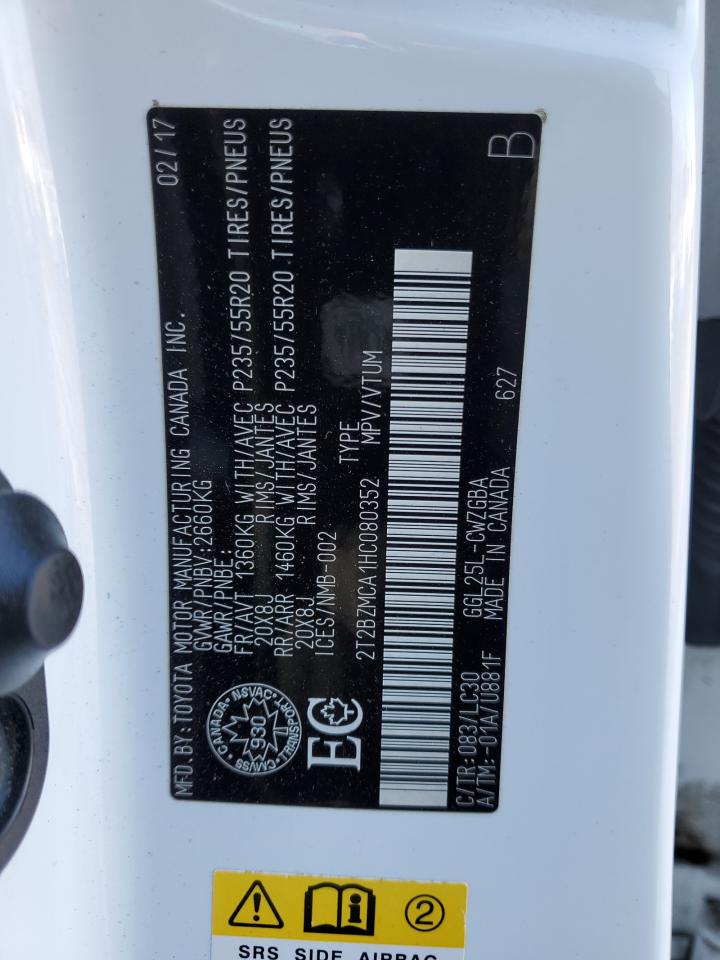 2017 Lexus Rx 350 Base VIN: 2T2BZMCA1HC080352 Lot: 87426515