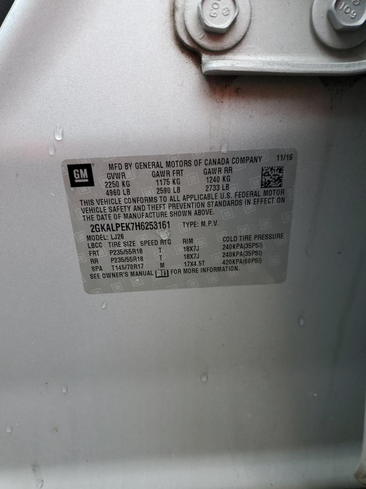 2017 GMC Terrain Slt VIN: 2GKALPEK7H6253161 Lot: 92060345