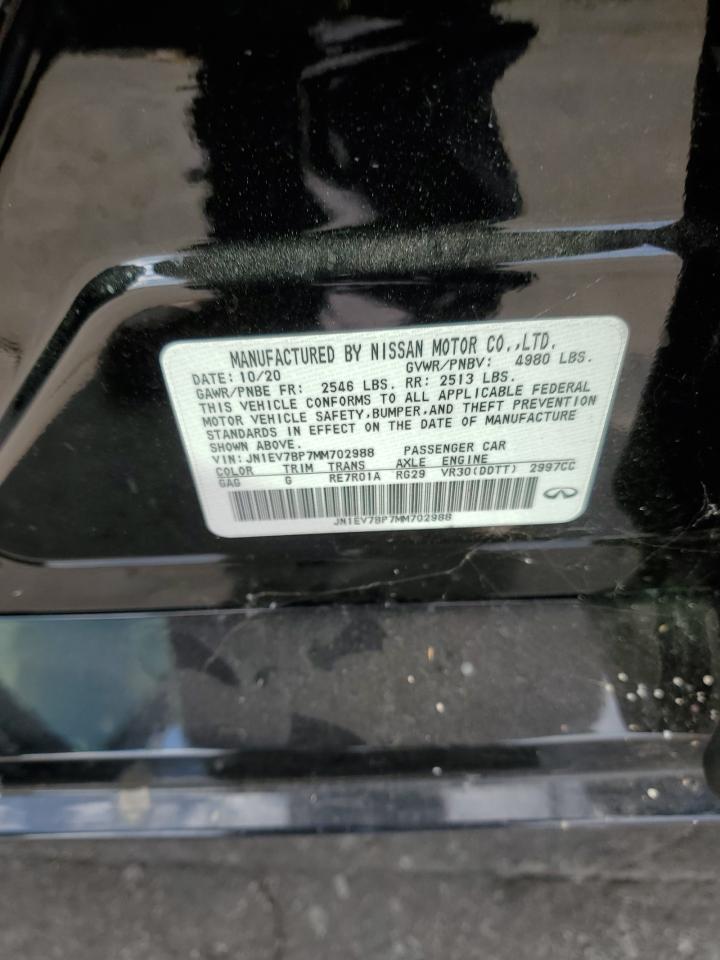 2021 Infiniti Q50 Luxe VIN: JN1EV7BP7MM702988 Lot: 92883845