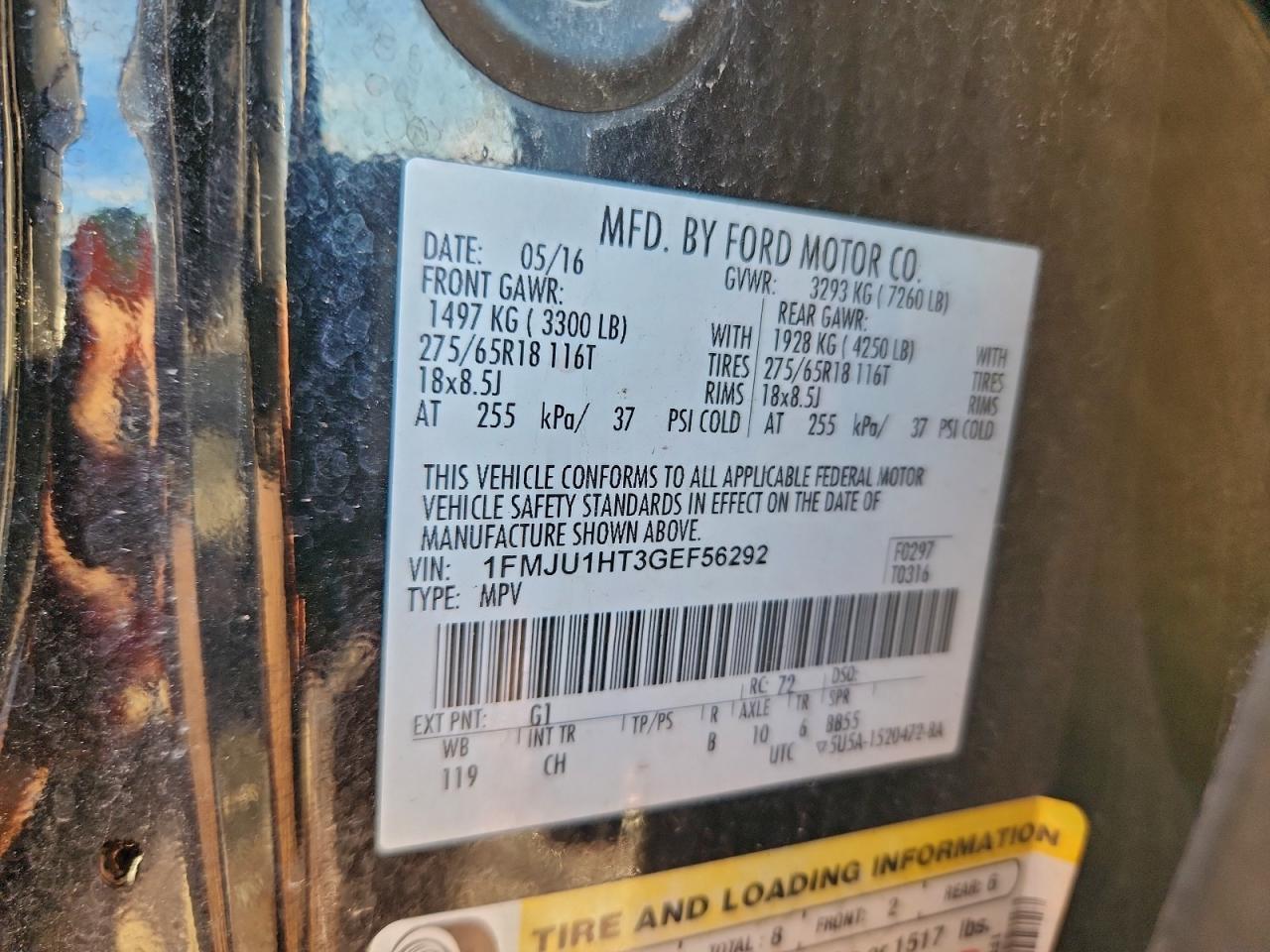 2016 Ford Expedition Xlt VIN: 1FMJU1HT3GEF56292 Lot: 94580085