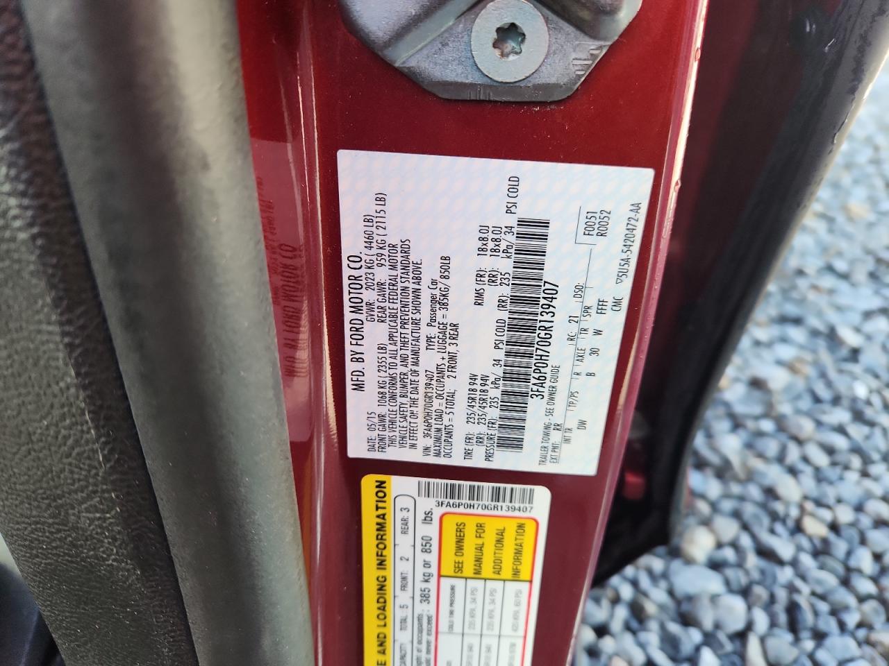 2016 Ford Fusion Se VIN: 3FA6P0H70GR139407 Lot: 93051815