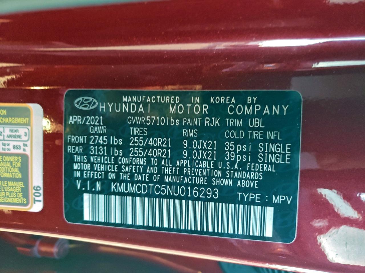 2022 Genesis Gv70 Base VIN: KMUMCDTC5NU016293 Lot: 94458615