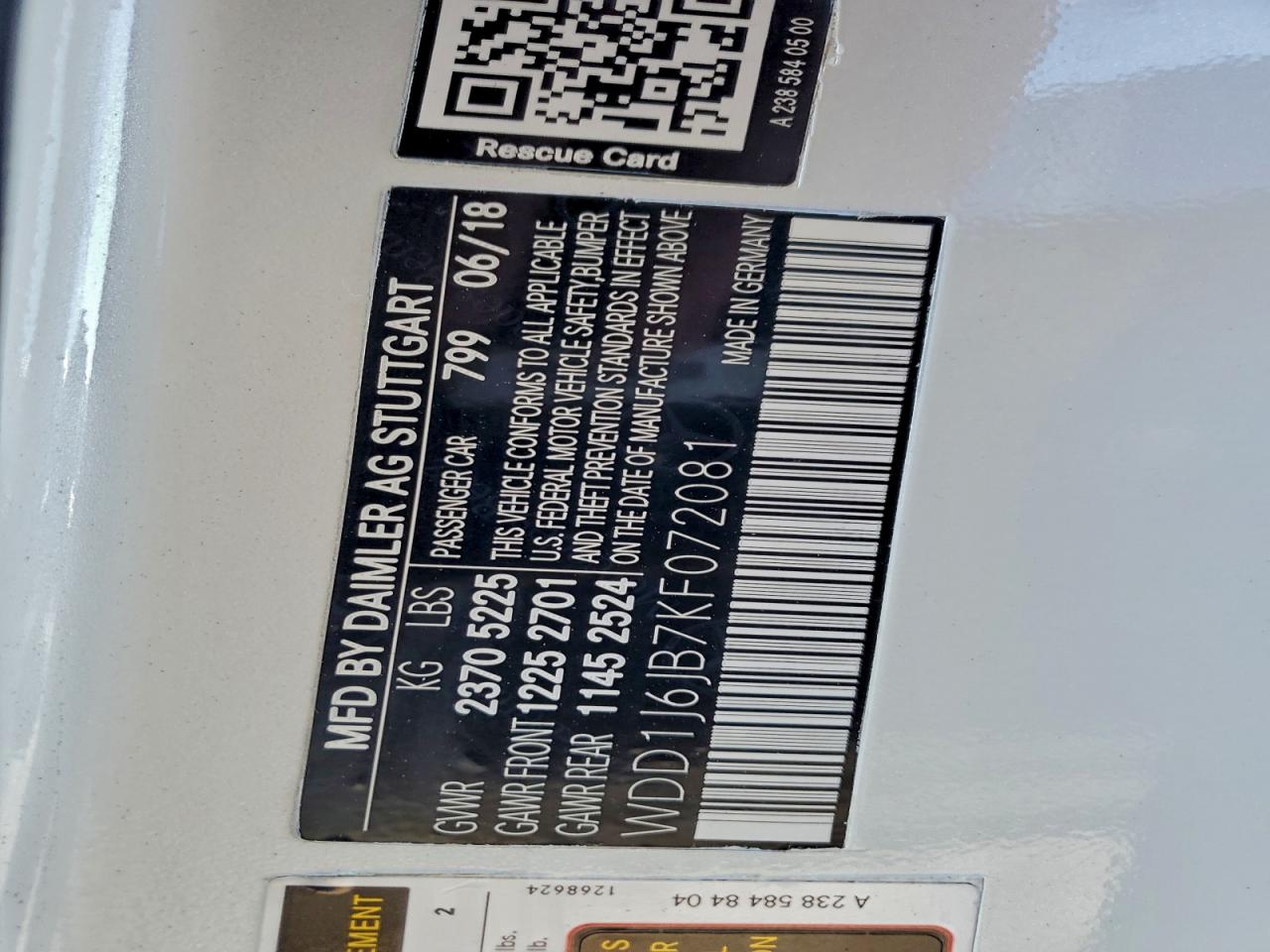 2019 Mercedes-Benz E 450 4Matic VIN: WDD1J6JB7KF072081 Lot: 93742465