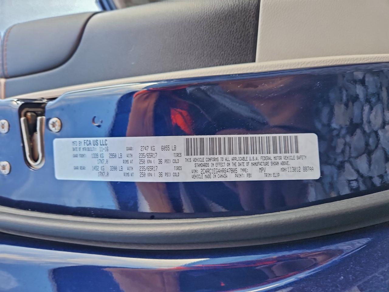 2017 Chrysler Pacifica Touring L Plus VIN: 2C4RC1EG4HR647805 Lot: 92295275