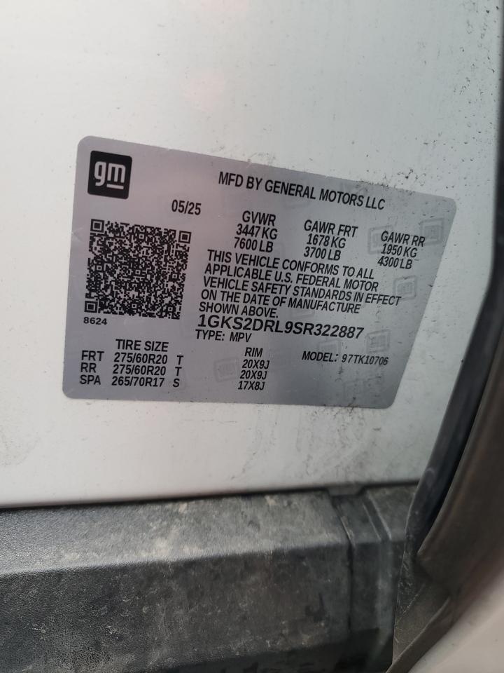 2025 GMC Yukon Denali VIN: 1GKS2DRL9SR322887 Lot: 93358095