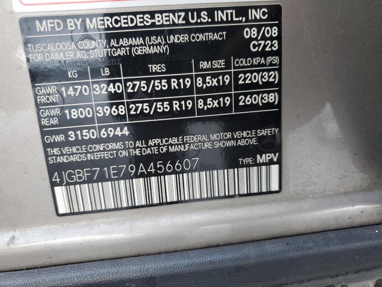 2009 Mercedes-Benz Gl 450 4Matic VIN: 4JGBF71E79A456607 Lot: 93821585