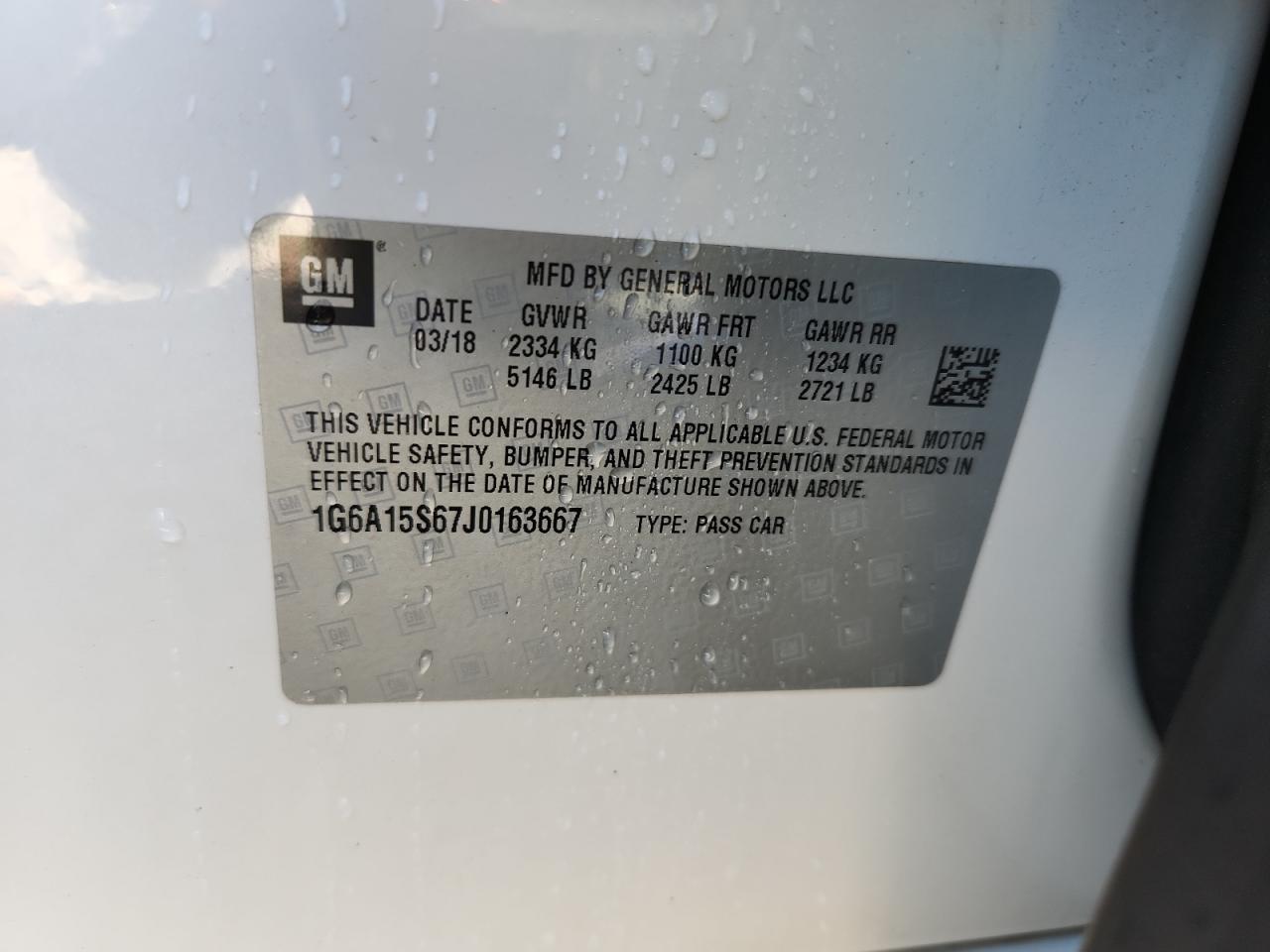 2018 Cadillac Cts-V VIN: 1G6A15S67J0163667 Lot: 92987575