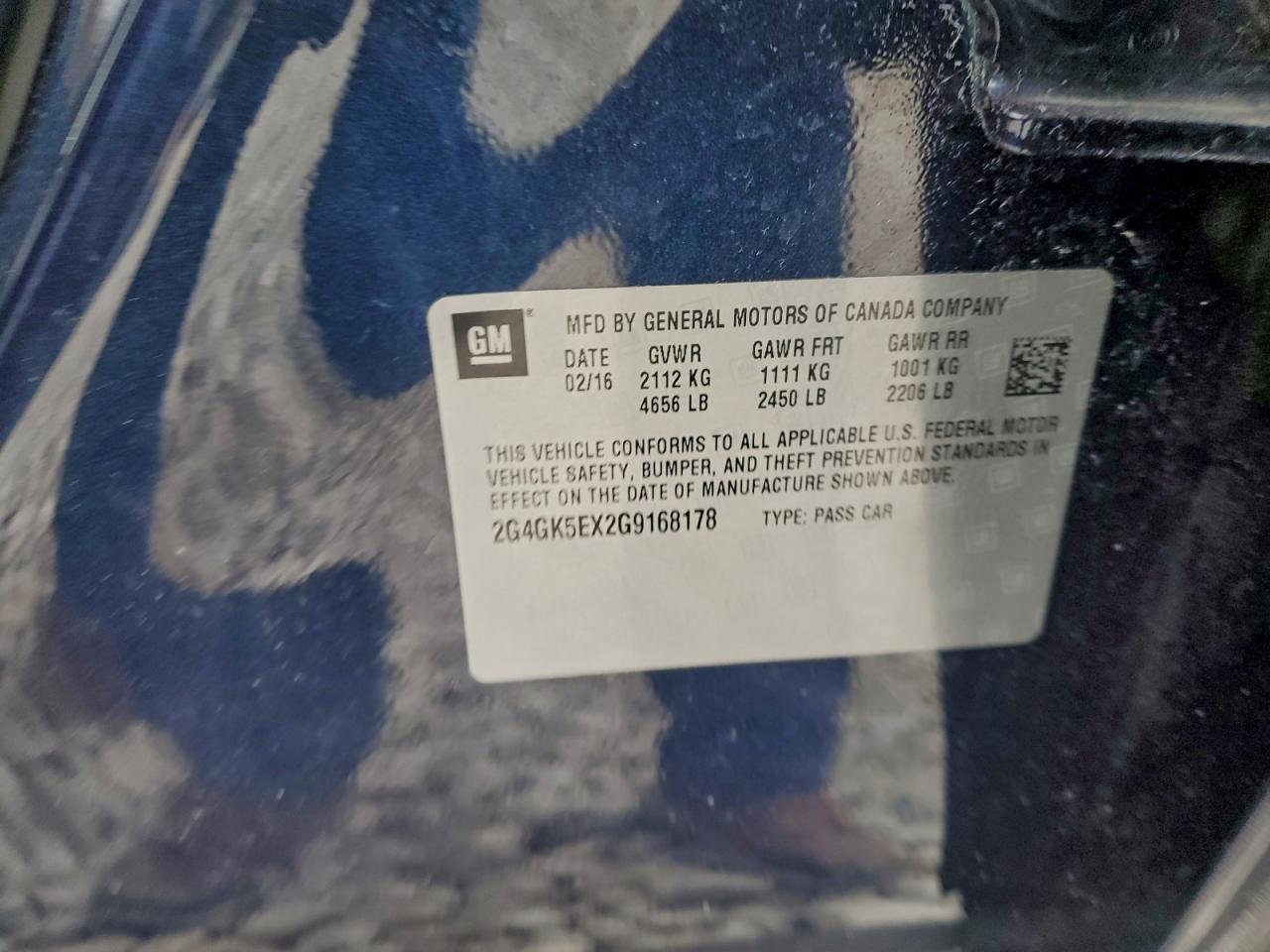 2016 Buick Regal VIN: 2G4GK5EX2G9168178 Lot: 94401935