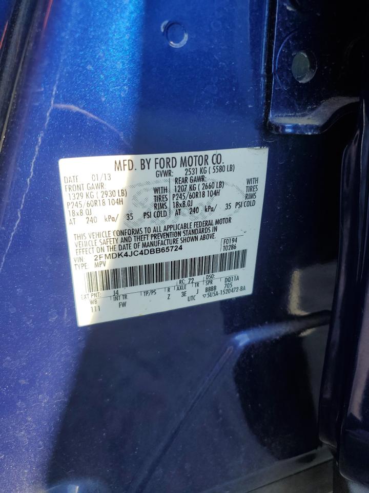 2013 Ford Edge Sel VIN: 2FMDK4JC4DBB65724 Lot: 93295295