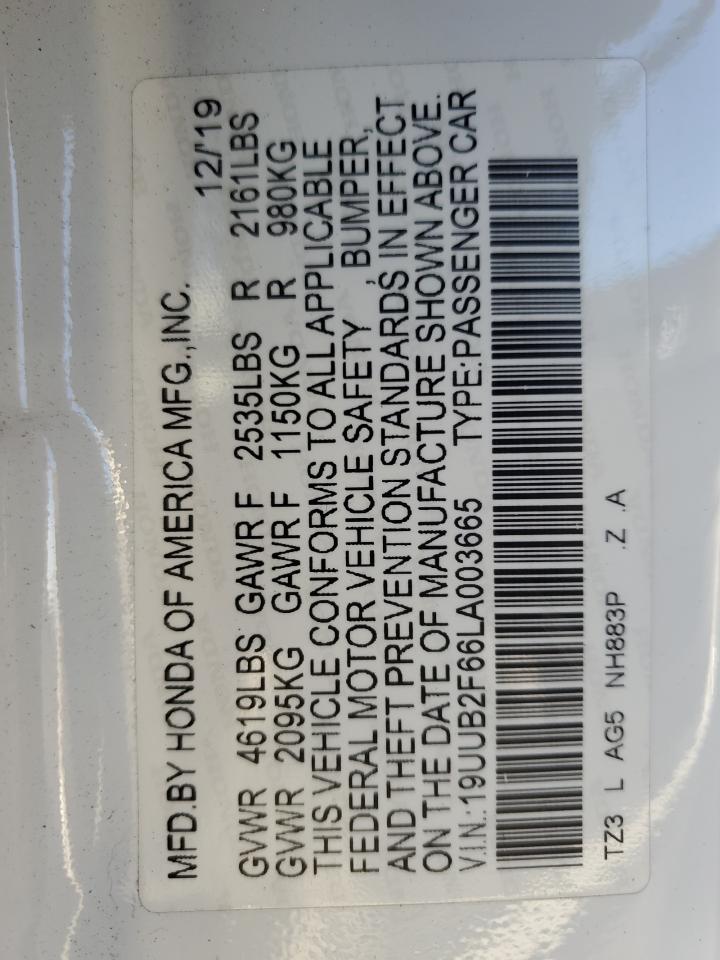 2020 Acura Tlx Technology VIN: 19UUB2F66LA003665 Lot: 93092505