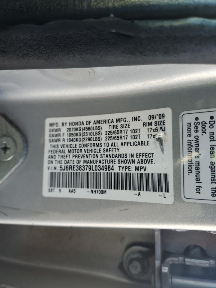 2009 Honda Cr-V Lx VIN: 5J6RE38379L034984 Lot: 92331335