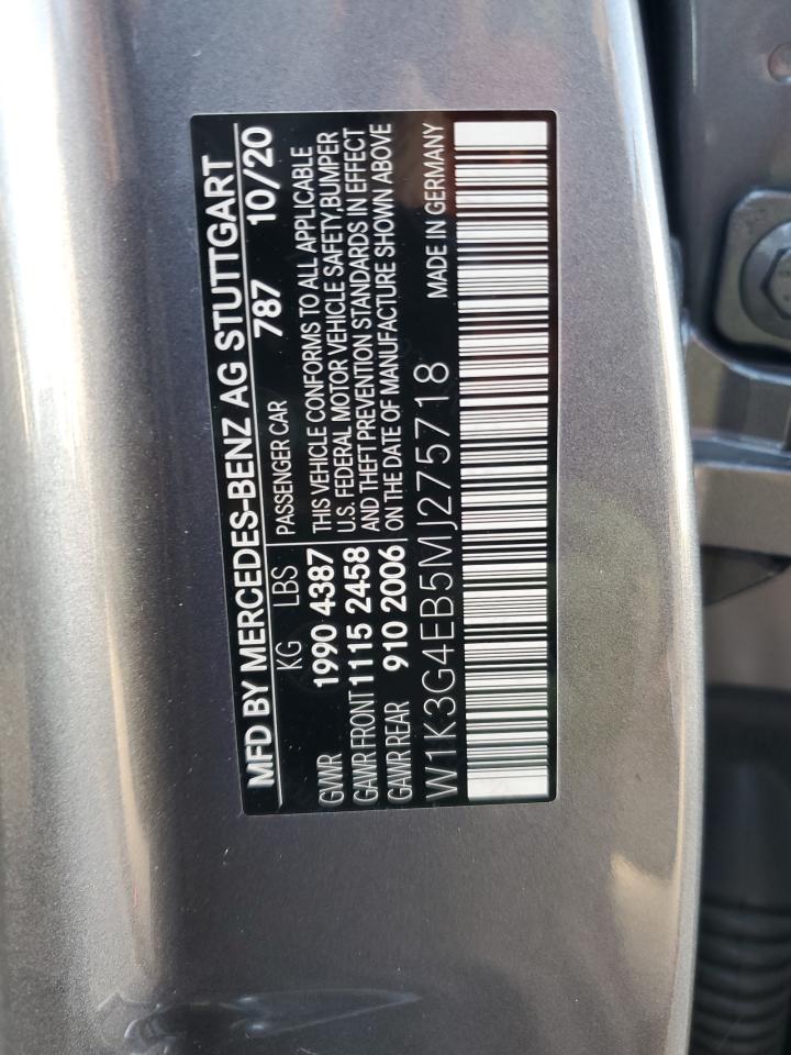 2021 Mercedes-Benz A 220 VIN: W1K3G4EB5MJ275718 Lot: 85434225