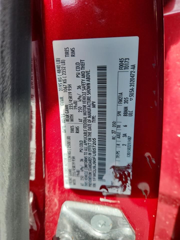 2015 Ford Escape Titanium VIN: 1FMCU9J90FUB57205 Lot: 92578645