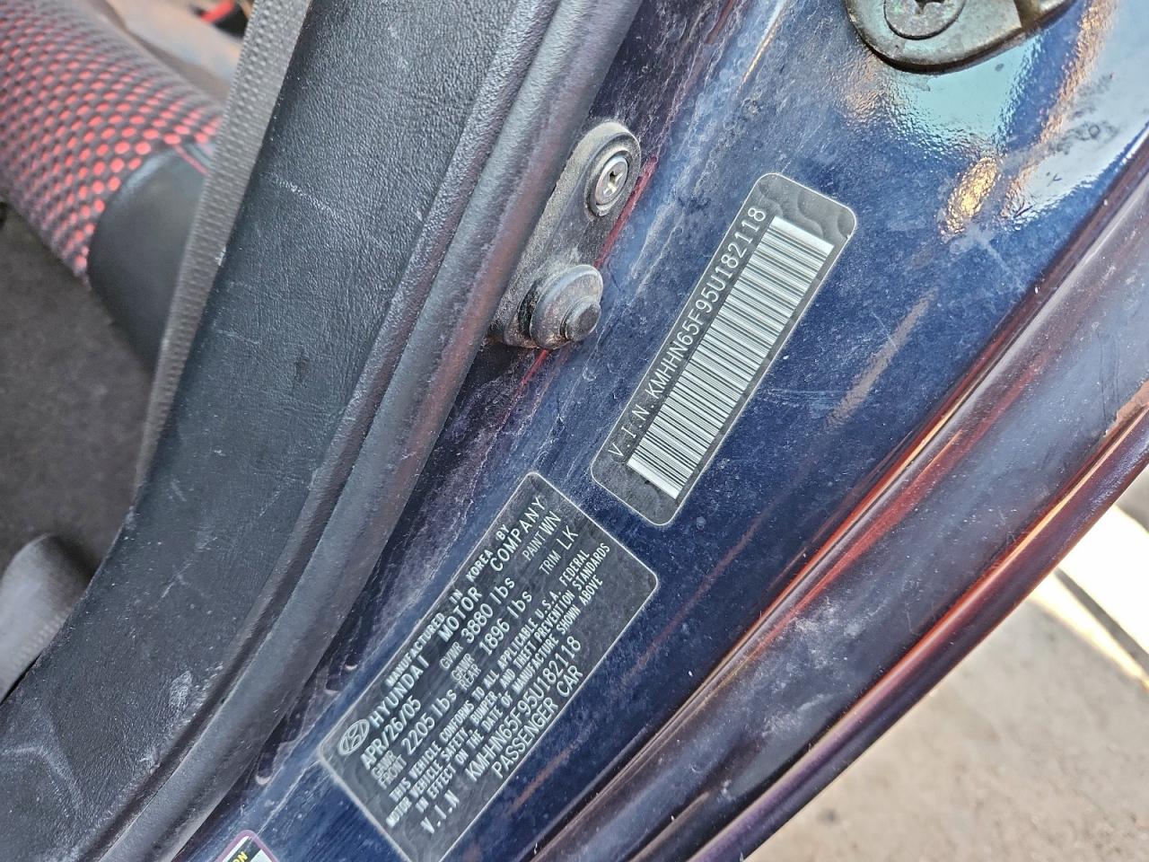 2005 Hyundai Tiburon Gt VIN: KMHHN65F95U182118 Lot: 94192125