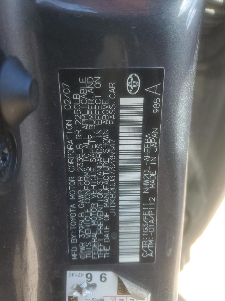 2007 Toyota Prius VIN: JTDKB20U373238547 Lot: 91923415
