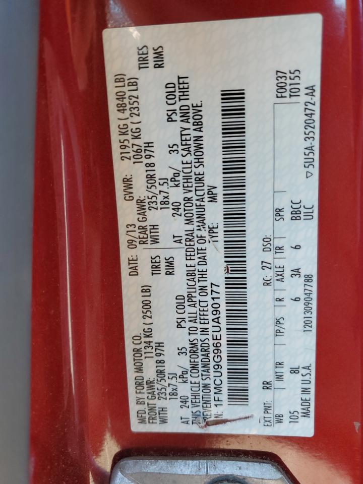 2014 Ford Escape Se VIN: 1FMCU9G96EUA90177 Lot: 92384335