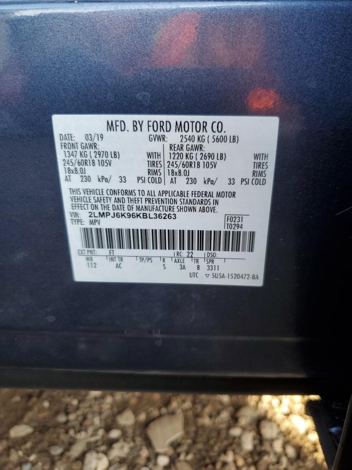 2019 Lincoln Nautilus Select VIN: 2LMPJ6K96KBL36263 Lot: 92207225