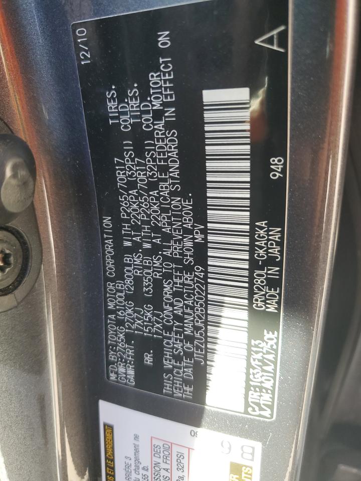 2011 Toyota 4Runner Sr5 VIN: JTEZU5JR2B5022749 Lot: 90722305