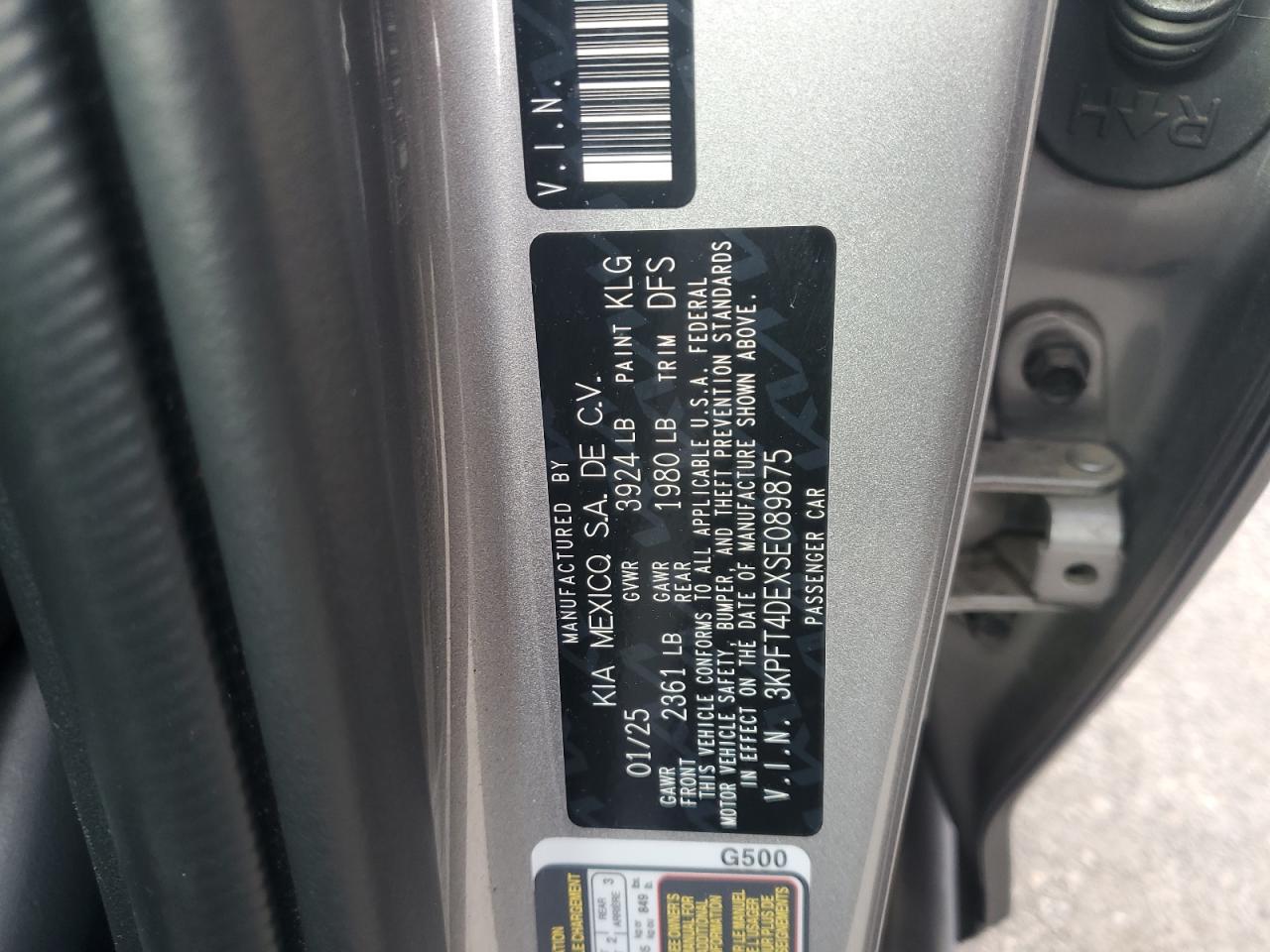 2025 Kia K4 Lx VIN: 3KPFT4DEXSE089875 Lot: 92082975