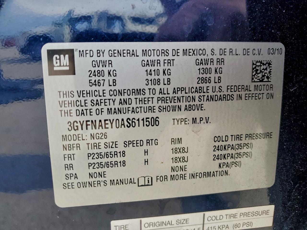 2010 Cadillac Srx Luxury Collection VIN: 3GYFNAEY0AS611506 Lot: 93970375