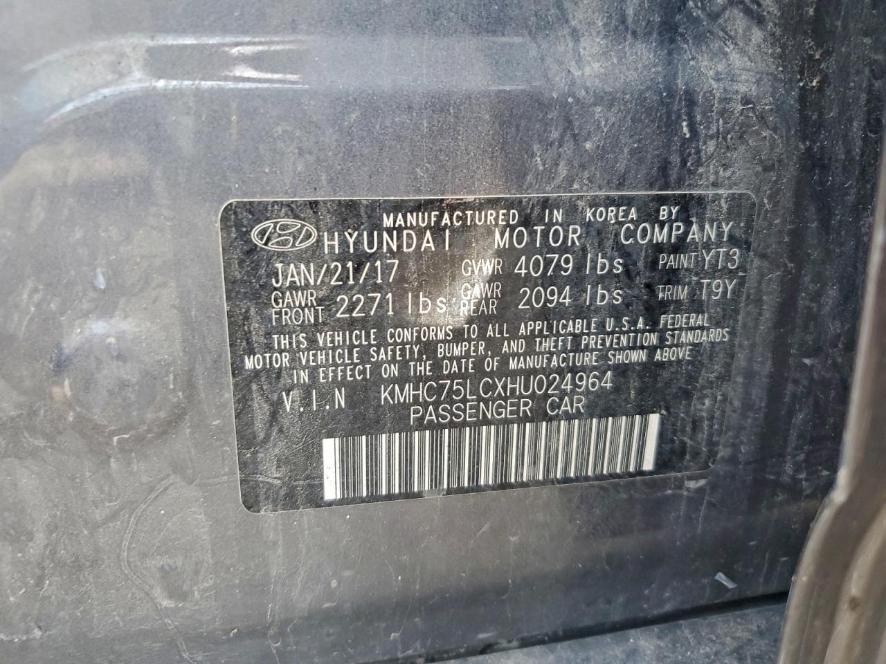 2017 Hyundai Ioniq Sel VIN: KMHC75LCXHU024964 Lot: 94125625