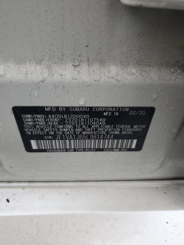 2020 Subaru Wrx Limited VIN: JF1VA1J65L9814744 Lot: 93502965