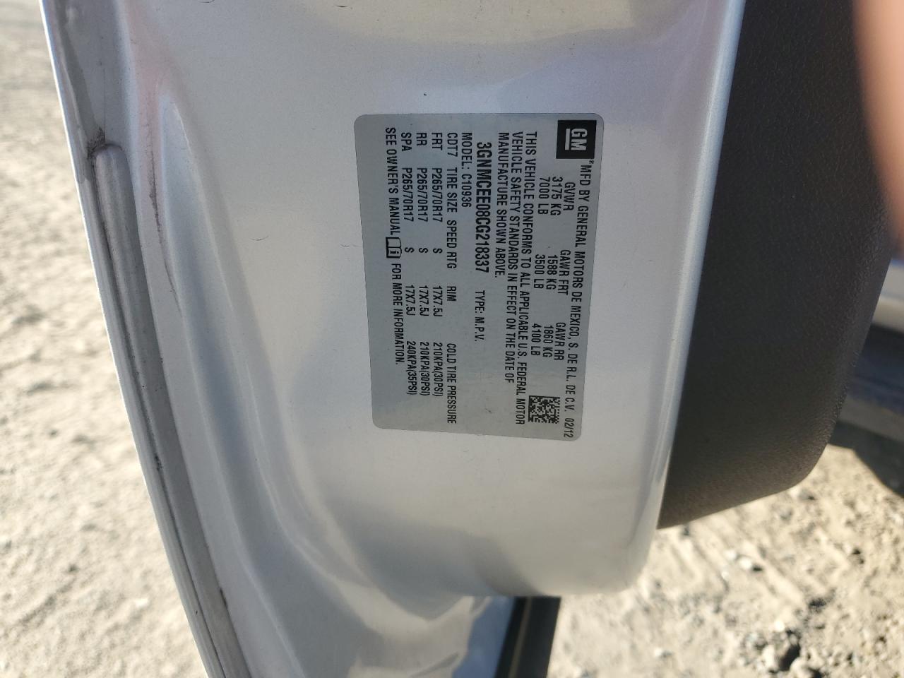 2012 Chevrolet Avalanche Ls VIN: 3GNMCEE08CG218337 Lot: 92184865