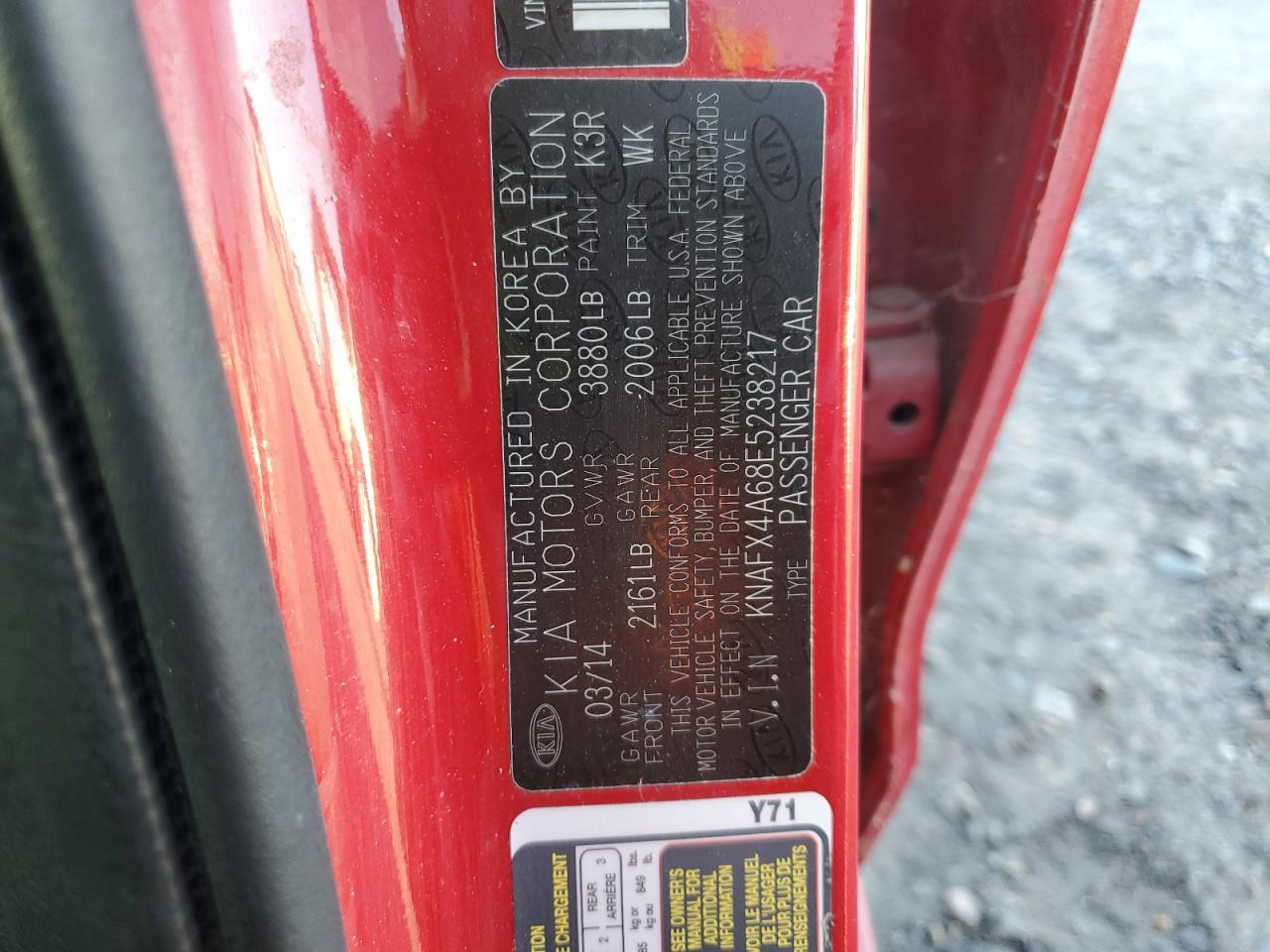 2014 Kia Forte Lx VIN: KNAFX4A68E5238217 Lot: 91445315