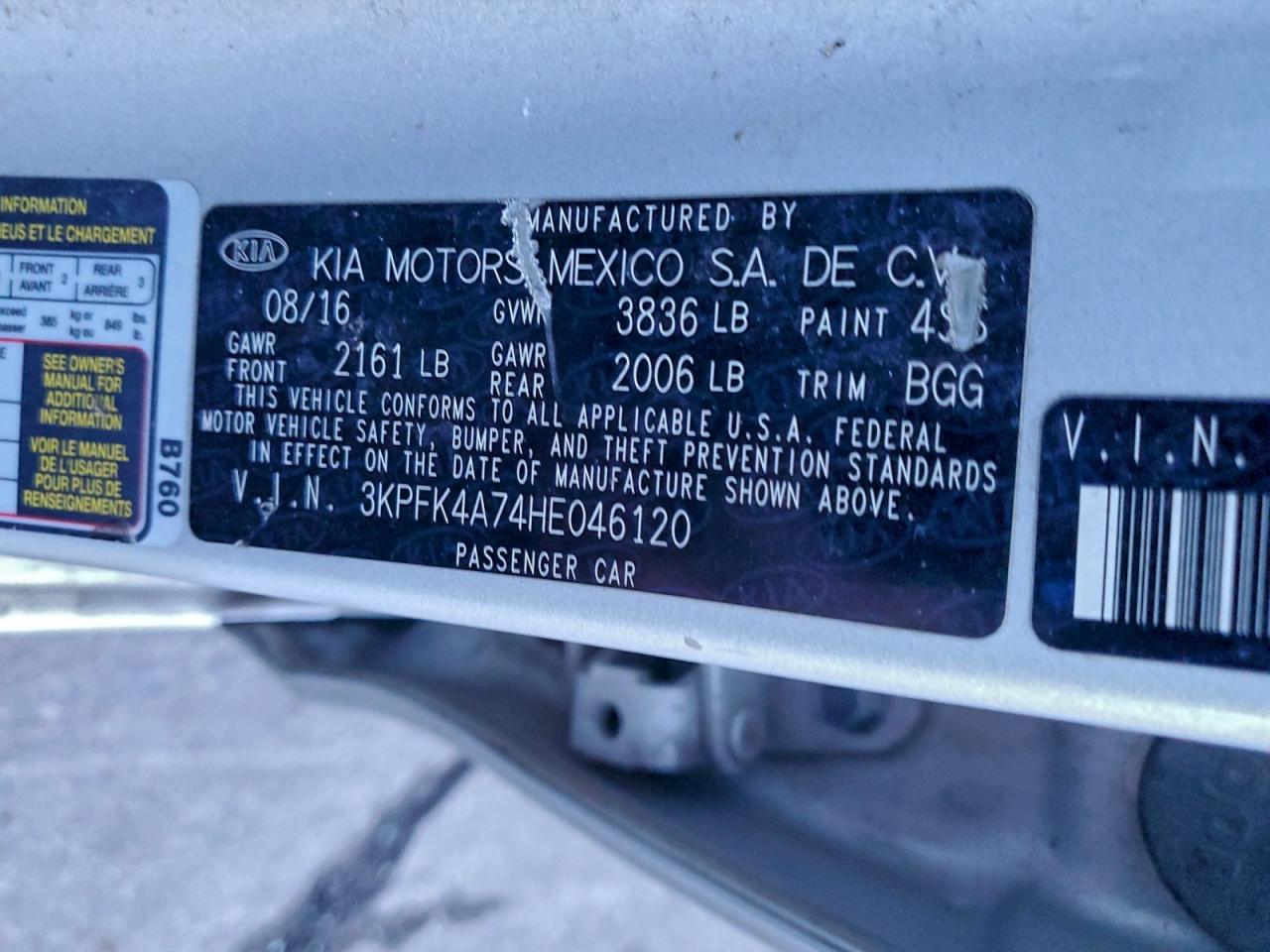 2017 Kia Forte Lx VIN: 3KPFK4A74HE046120 Lot: 93944245