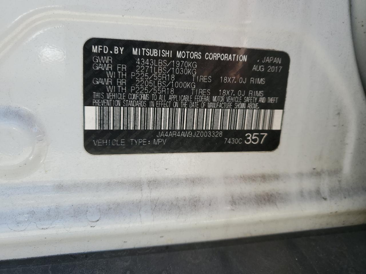 2018 Mitsubishi Outlander Sport Sel VIN: JA4AR4AW9JZ003328 Lot: 91970505