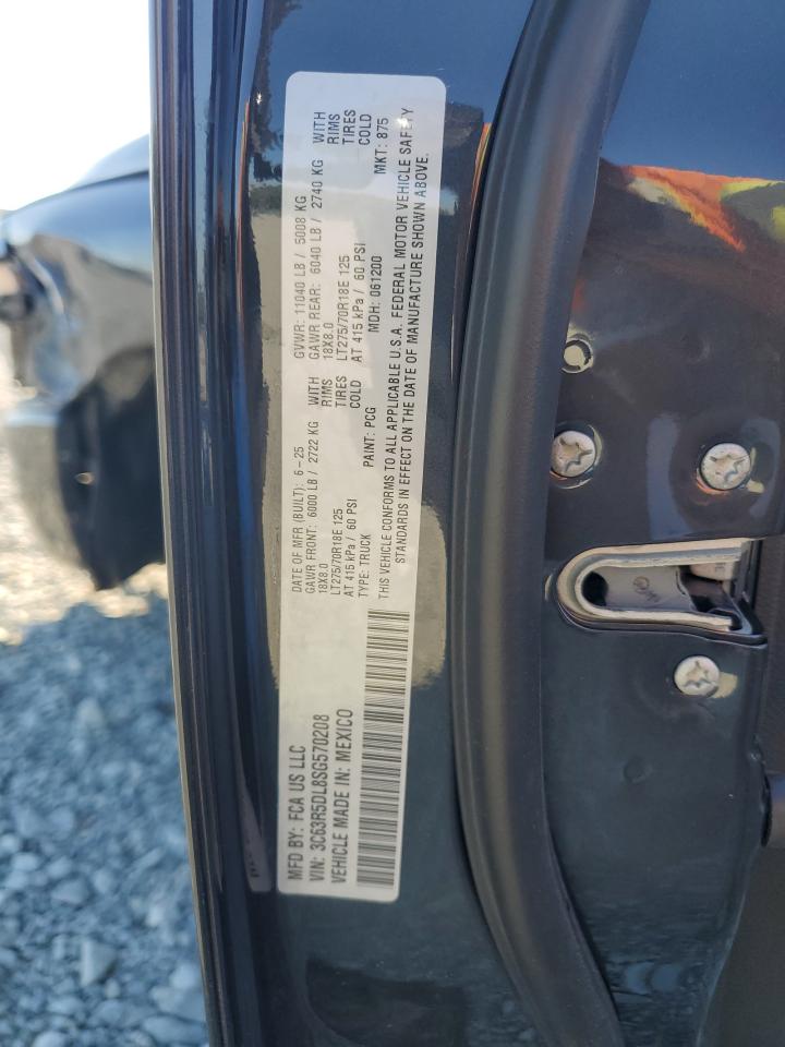 2025 Ram 2500 Big Horn VIN: 3C63R5DL8SG570208 Lot: 91228755