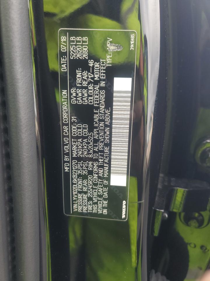 2019 Volvo Xc60 T5 Inscription VIN: LYV102DL6KB231270 Lot: 93683475