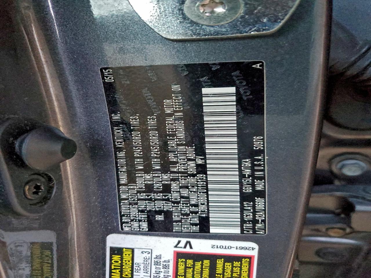 2015 Toyota Venza Le VIN: 4T3BK3BB0FU119139 Lot: 94094535