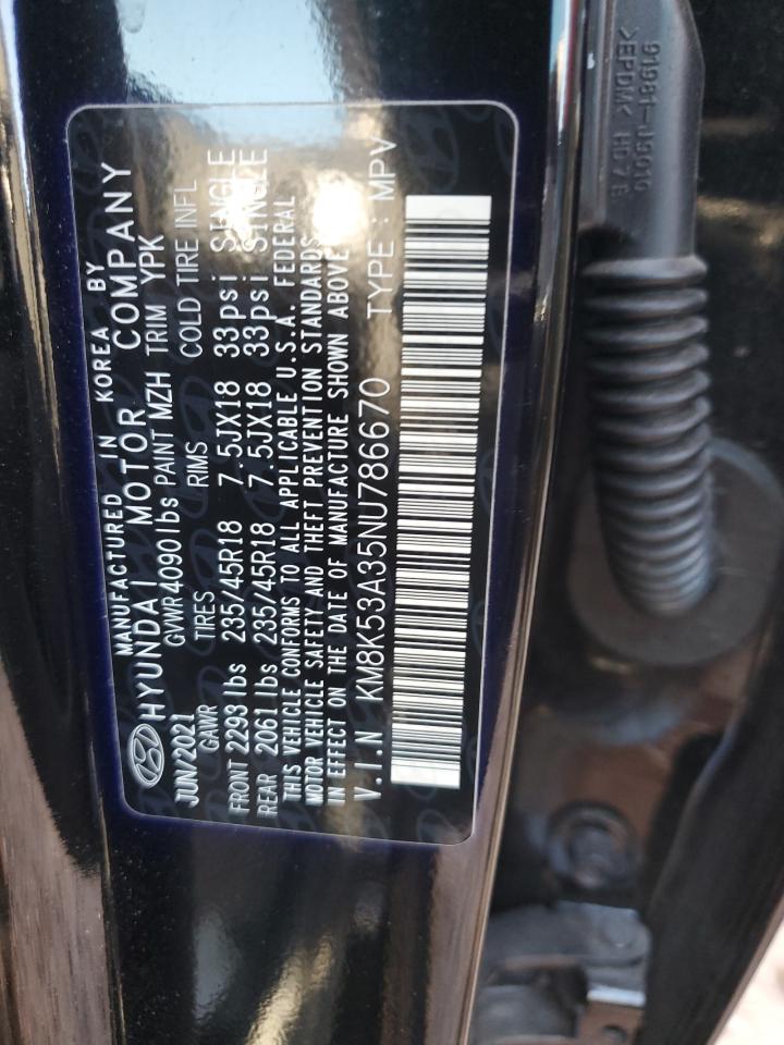 2022 Hyundai Kona Limited VIN: KM8K53A35NU786670 Lot: 92683845