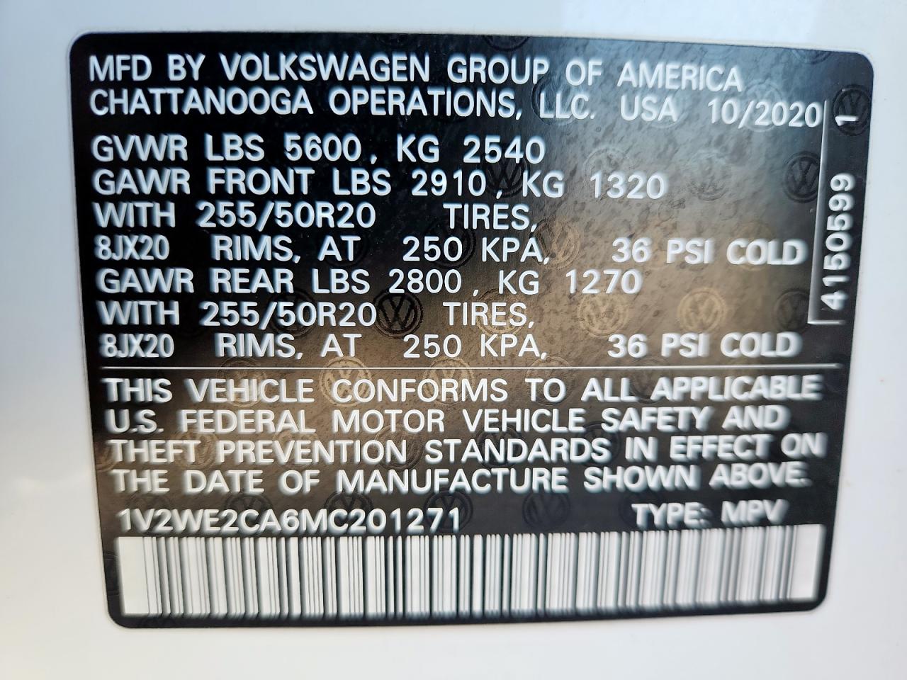 2021 Volkswagen Atlas Cross Sport Se VIN: 1V2WE2CA6MC201271 Lot: 92537105