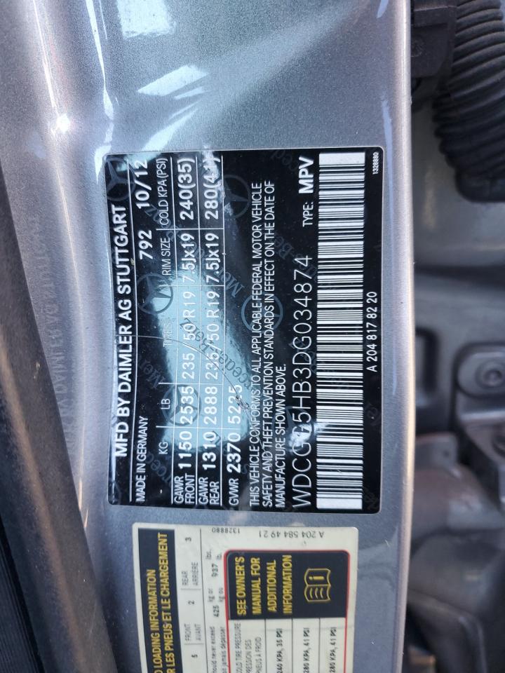 2013 Mercedes-Benz Glk 350 VIN: WDCGG5HB3DG034874 Lot: 91326665