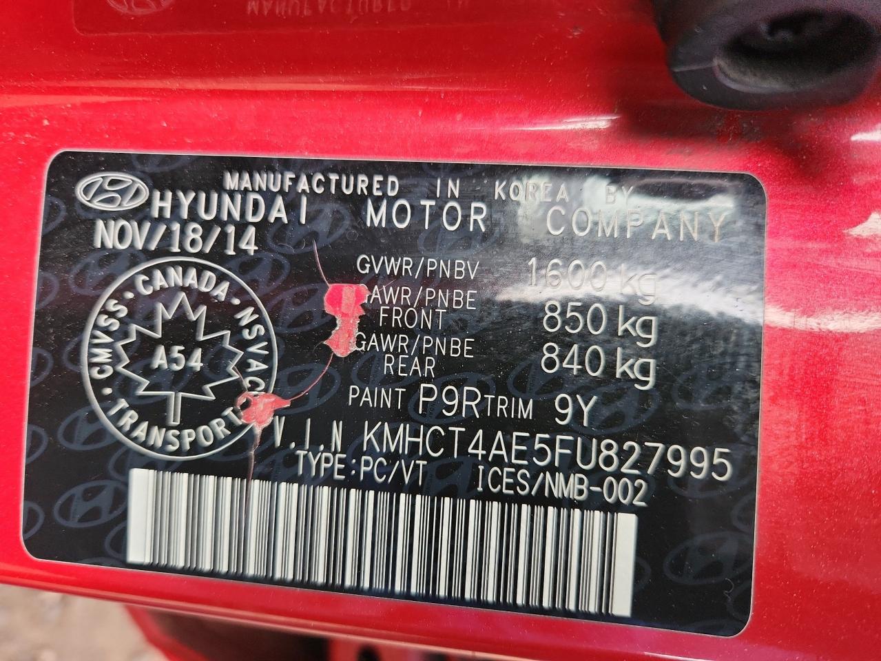 2015 Hyundai Accent Gls VIN: KMHCT4AE5FU827995 Lot: 93255155