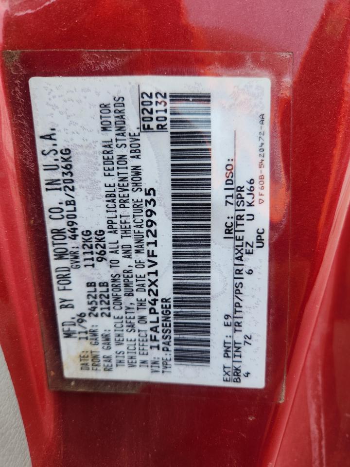 1997 Ford Mustang Gt VIN: 1FALP42X1VF129935 Lot: 91111405