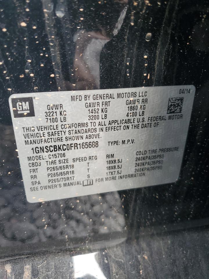 2015 Chevrolet Tahoe C1500 Lt VIN: 1GNSCBKC0FR165688 Lot: 93297355